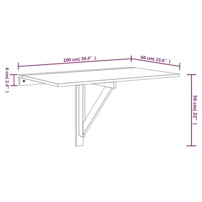 vidaXL Sulankstomas sieninis staliukas, pilkas, 100x60x56cm, mediena