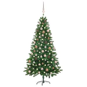 vidaXL Dirbtinė ap&scaron;viesta Kalėdų eglutė su žaisliukais, žalia, 150cm