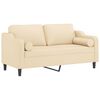 vidaXL Dvivietė sofa su pagalvėmis, kreminė, 140cm, audinys
