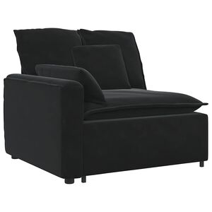 vidaXL Modulinė sofa su porankiu ir pagalvėlėmis, juoda, 100 cm