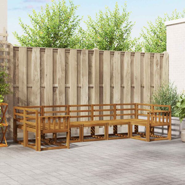 vidaXL Lauko sofos komplektas 7 pcs Natūrali Kietos akacijos mediena