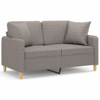vidaXL Dvivietė sofa su pagalvėlėmis, taupe spalvos, 120cm, audinys