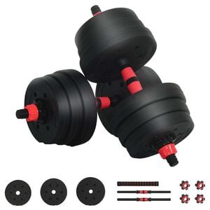 vidaXL 2-in-1 hantelių ir &scaron;tangos rinkinys 20 kg Juoda ir raudona