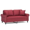vidaXL Dvivietė sofa su pagalvėlėmis, vyno, 140cm, dirbtinė oda