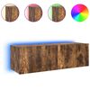 vidaXL Sieninė TV spintelė su LED lemputėmis, dūminė, 100x35x31cm