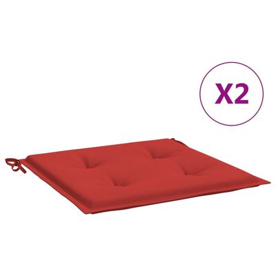 vidaXL Sodo kėdės pagalvėlės, 2vnt., raudonos, 50x50x3cm, audinys
