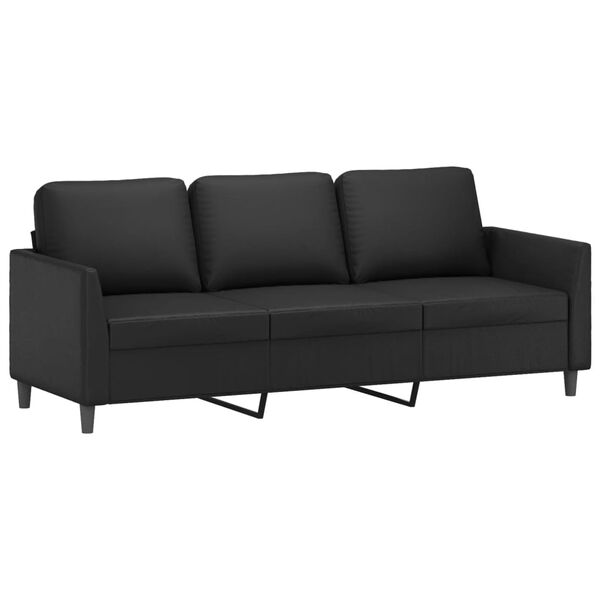 vidaXL Trivietė sofa, juodos spalvos, 180cm, dirbtinė oda