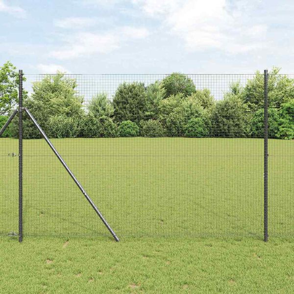 vidaXL Tvorelės stulpas Pilka 25 x 1,5 m (25 x 25 mm tinkle) Plienas