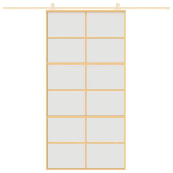 vidaXL Stumdomos durys, auksinės, 102,5x205cm, ESG stiklas/aliuminis