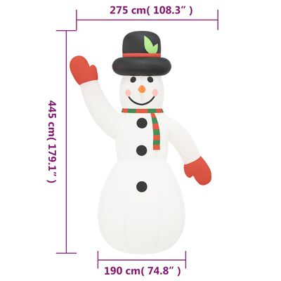 vidaXL Pripučiama kalėdinė dekoracija sniego senis su LED, 455cm