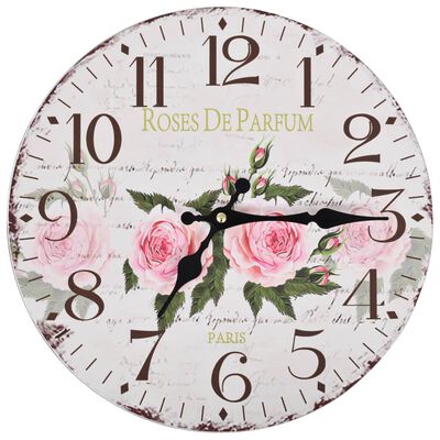 vidaXL Sieninis laikrodis virtuvei, 30 cm, vintažinio diz., su gėlėmis