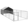 vidaXL Lauko voljeras &scaron;unims su aptvaru, 7x2x1,5m, plienas