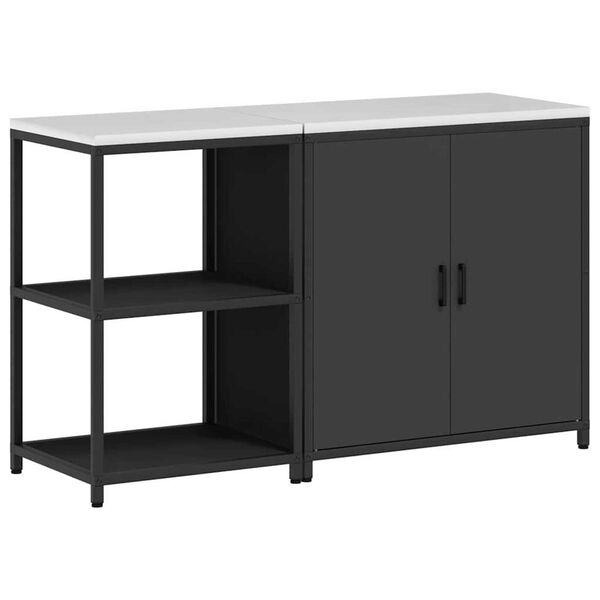 vidaXL Virtuvės saugojimo rinkinys su lentyna su saugykla 2 pcs Juoda