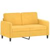 vidaXL Dvivietė sofa su pagalvėmis, &scaron;viesiai geltona, 120cm, aksomas