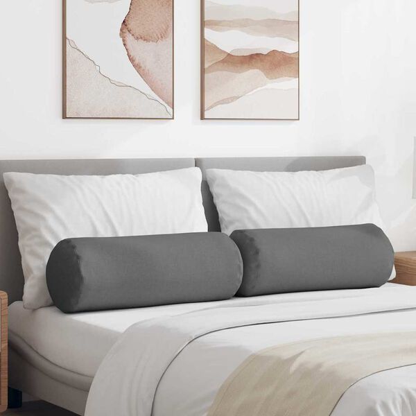 vidaXL Pagalvės 2 pcs Tamsiai pilka Ø 25 x 70 cm audinys