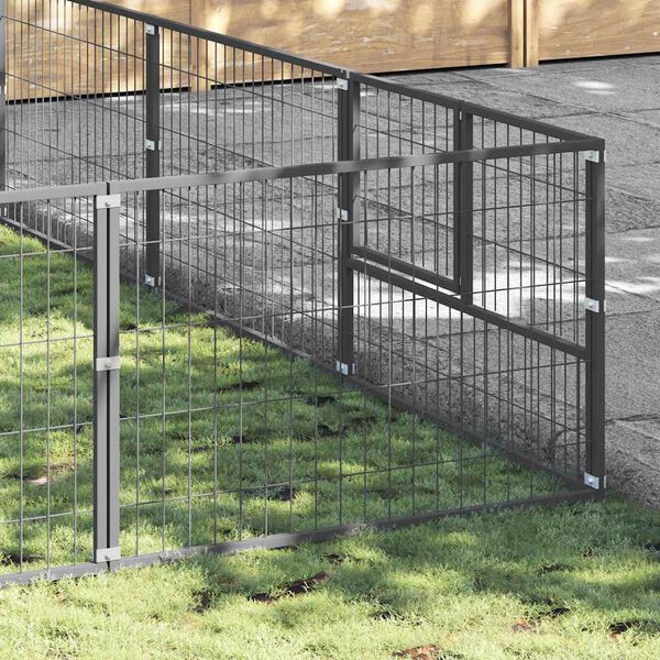 vidaXL Voljeras &scaron;unims, sidabrinės spalvos, 54m&sup2;, plienas