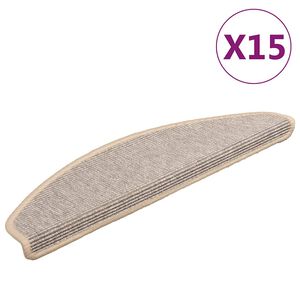 vidaXL Laiptų kilimėliai, 15 vnt., 65x21x4 cm, sidabriniai, pusapvaliai, dideli