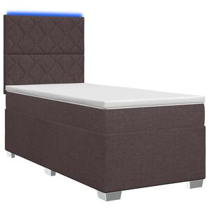 vidaXL Spyruoklinė lova su čiužiniu Tamsiai rudas 80 x 200 cm Audinys