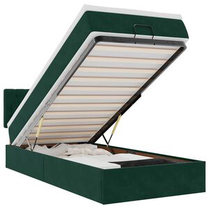 vidaXL Osmanų lova su čiužiniu ir LED, tamsiai žalias 80x200cm aksomas