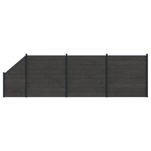 vidaXL Tvoros rinkinys 4 vnt. 619 x 186 cm WPC ir aliuminis Juoda