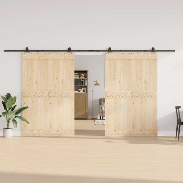 vidaXL Stumdomų durų įrangos rinkinys, juodos sp., 427 cm, plienas