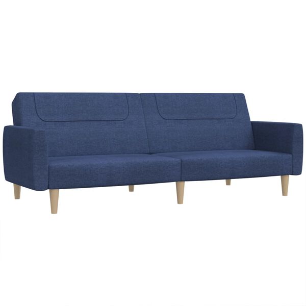 vidaXL Dvivietė sofa-lova, mėlynos spalvos, audinys