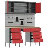 vidaXL Darbo spinta 8 pcs Raudona Inžinerinė mediena ir plienas