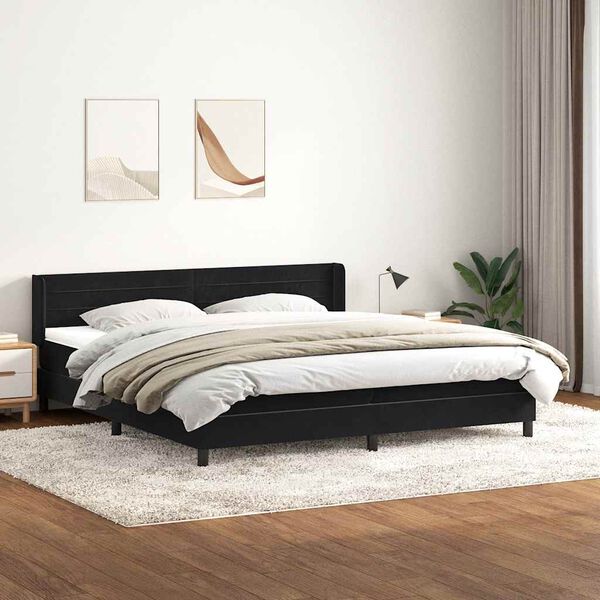vidaXL Box Spring Lova su čiužiniu Juodas 200x210 cm Velvet