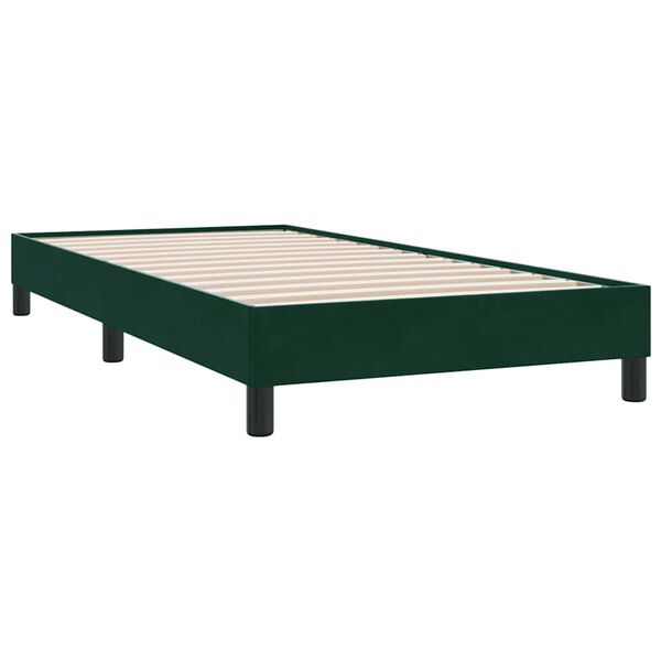 vidaXL Box Spring Lova be čiužinio Tamsiai žalia 90x210 cm aksomas