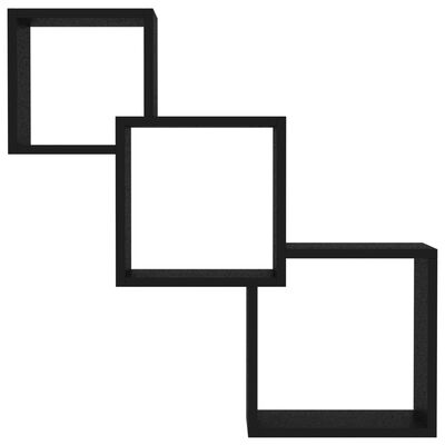 vidaXL Sieninės lentynos, juodos sp., 68x15x68cm, MDP, kubo formos