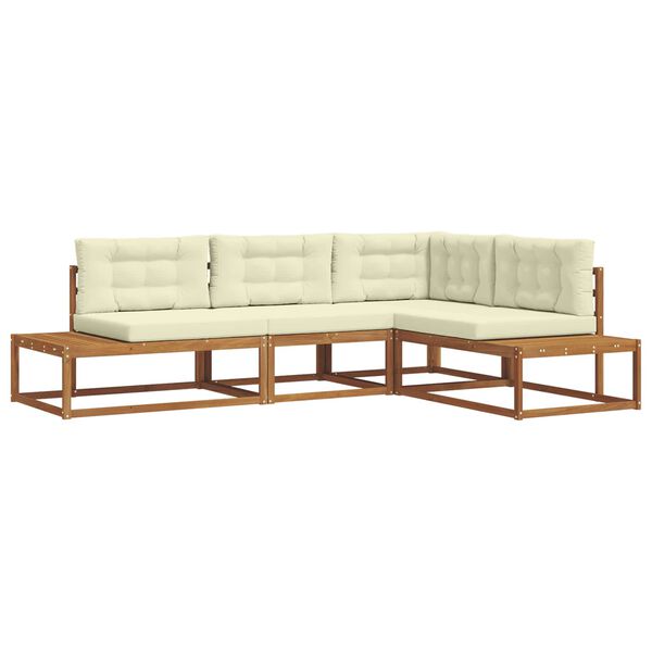 vidaXL Lauko sofos komplektas 4 Vienetas Natūralus ir grietinėlė