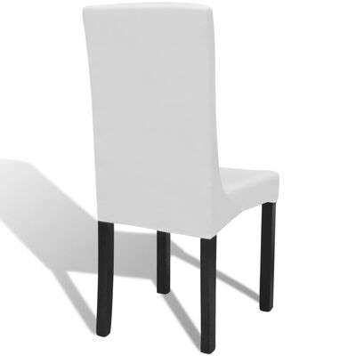 vidaXL Tiesūs įtempiami kėdžių užvalkalai, 6vnt., baltos spalvos