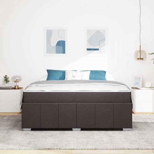 vidaXL Lovos rėmas su čiužiniu Tamsiai rudas 180 x 200 cm audinys