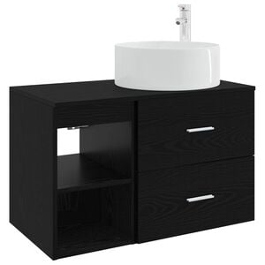 vidaXL Vonios baldų rinkinys 2 pcs Juodojo ąžuolo Apdirbta mediena