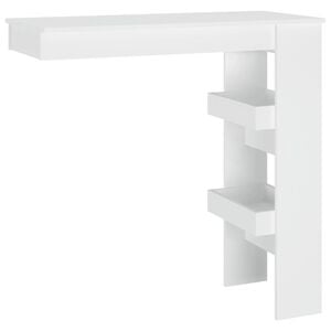vidaXL Sieninis baro staliukas, baltas, 102x45x103,5cm, mediena