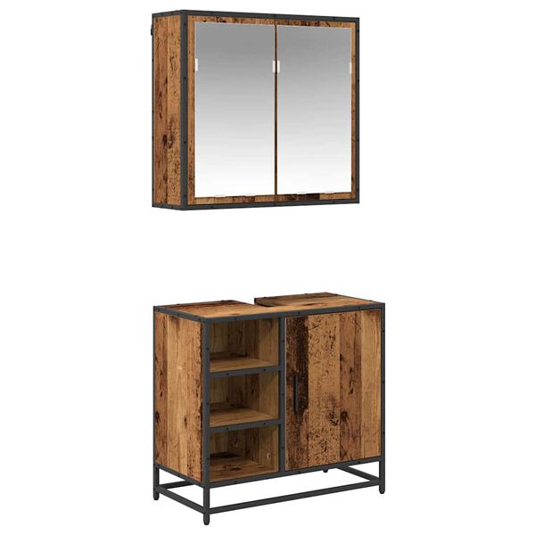 vidaXL Vonios baldų rinkinys 2 pcs Senovinis medis Apdirbta mediena