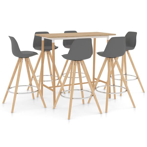 vidaXL Baro baldų komplektas, 7 dalių, pilkas (287253+3x287267)