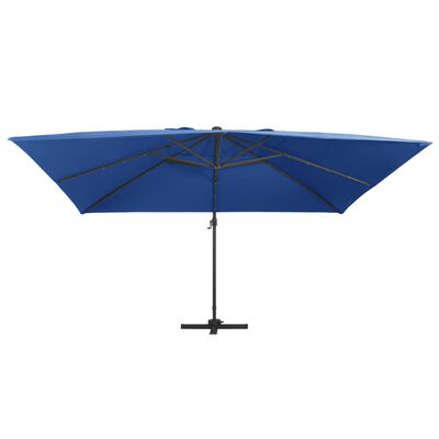 vidaXL Gembinis skėtis su LED/aliuminio stulpu, mėlynas, 400x300cm