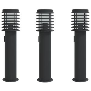 vidaXL Lauko &scaron;viestuvas su i&scaron;vedimu, 3vnt., juodas, 60cm, plienas