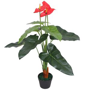 vidaXL Dirbtinis anturis su vazonu, 90 cm, raudonas ir geltonas