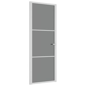 vidaXL Vidaus durys, baltos, 76x201,5cm, ESG stiklas ir aliuminis