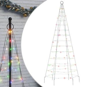 vidaXL LED Kalėdų eglutė ant vėliavos stiebo 200 LED Spalvingi 180 cm