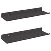 vidaXL Sieninė lentyna su lentyna 2 pcs Juoda 80 x 9 x 2.5 cm