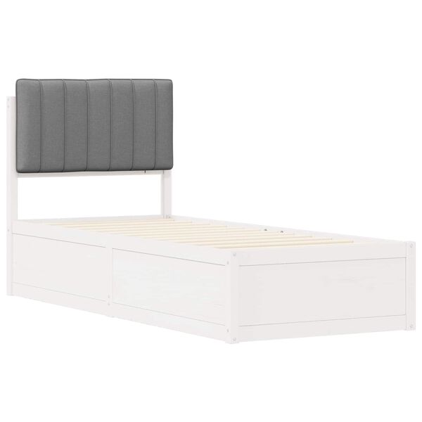 vidaXL Lovo rėmas su apmu&scaron;tu galvūgaliu &Scaron;viesiai pilka 75 x 190 cm