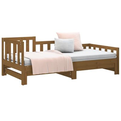 vidaXL Ištraukiama lova, medaus ruda, 2x(80x200)cm, pušies masyvas