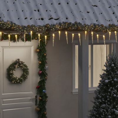 vidaXL Kalėdinė girlianda varvekliai, 100 šiltų baltų LED, akrilas/PVC