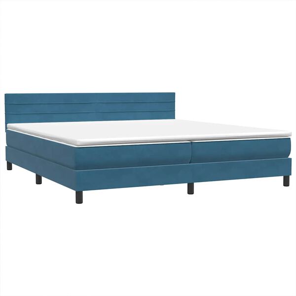 vidaXL Box Spring Lova su čiužiniu Tamsiai mėlyna 180x220 cm aksomas