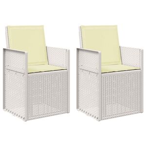 vidaXL Sodo Valgomojo Kėdės 2 pcs Balta ir kreminė PP