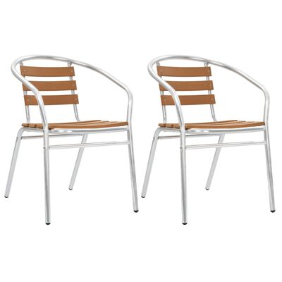 vidaXL Sudedamos sodo kėdės, 2vnt., sidabrinės, aliuminis ir WPC