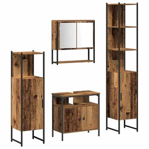 vidaXL Vonios baldų rinkinys 4 pcs Sena mediena Apdirbta mediena